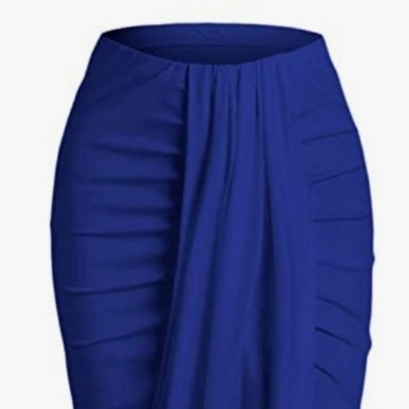 Women's Casual Sleeveless Summer Two Piece Outfits Crop Top and Side Split Drape - Picture 4 of 4